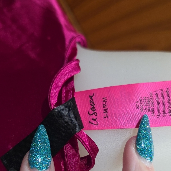 La SENZA Fuchsia Satin Lace Robe - Picture 2 of 7